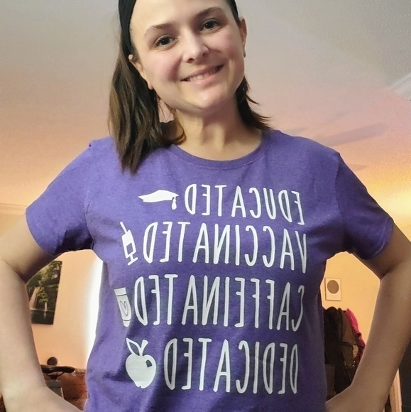 𝅺VACCINATED Teacher Tee Shirt - Picture 2 of 3